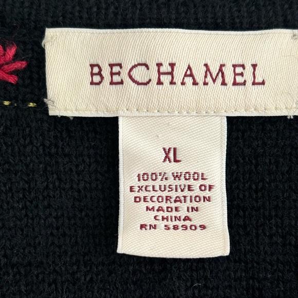 Bechamel Christmas Trees and Stars Wool Zip Up Sweater Size XL - Picture 3 of 13